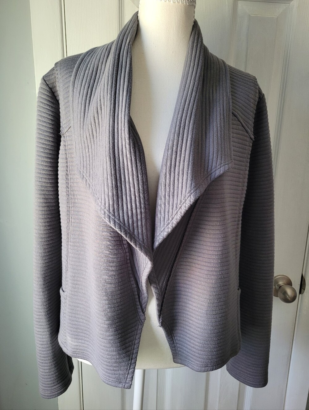 Anthropologie Dolan Left Coast Gray Ribbed Shawl Collar Cardigan Medium